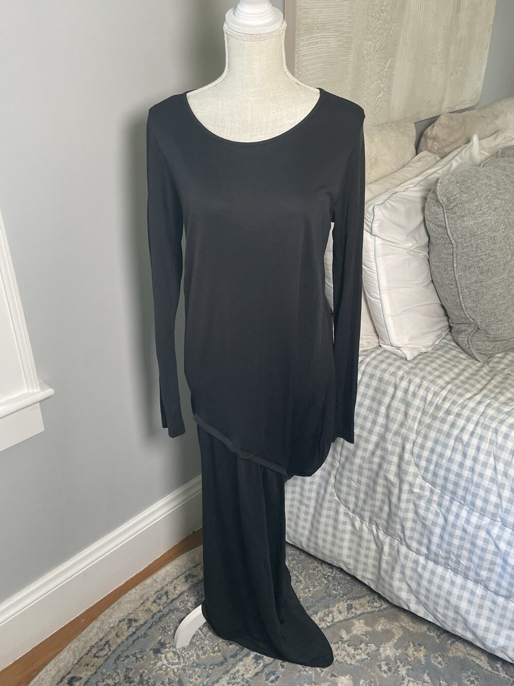 Bitte Kai Rand Black Maxi Dress Womens M Long Sleeve Stretch Minimalist Denmark